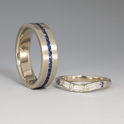 Wedding band with Channel set Sapphires - Image 4