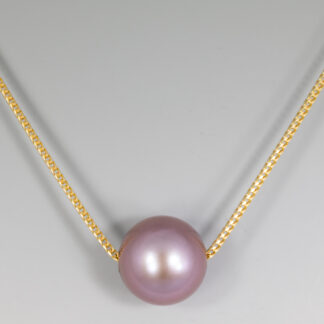 Necklace, Pearl Slide Purple FWP 13.4mm, Franco 18" ADJ 14KY