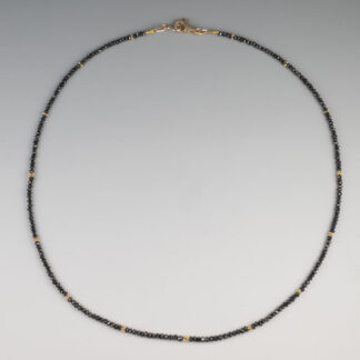 Black Diamonds w/ 14KY Quad Beads 16" Necklace