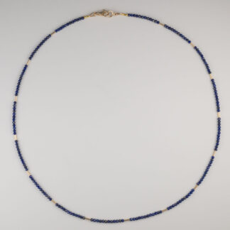 Necklace Lapis 2mm & 14KY Heshi beads 18"