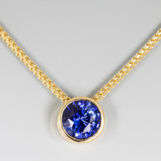 Necklace Slide, Sapphire Ceylon Blue 7.4mm 2.13ct. Franco 1.1mm 14" 18KY