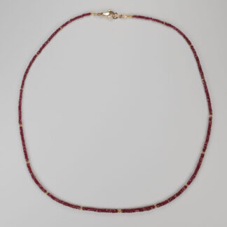 Ruby 2.5-3mm Graduated w/ 14KY Quad 17" Necklace