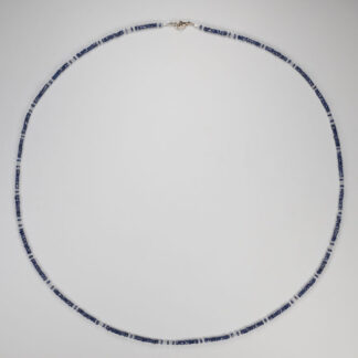 Sapphire 3.5 & Moonstone 3mm Necklace 14KW 31"