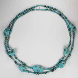 Necklace, Turquoise, large smooth nuggets, Round graduated 6-10mm, Round & Tube 14x5mm, 2 Strand 27" & 30", Infinity