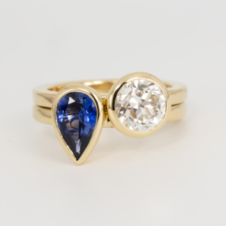 Stacking Ring Set with Sapphire and Diamonds