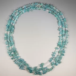 Necklace, Apatite pebbles and Moonstone 3mm Faceted Rondels 52" Infinity