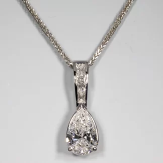 Repair, Pendant, set pear shaped diamond provided (2.06ct 11.37x7.15mm G SI1) on part of ring shank provided made into the bail, Platinum