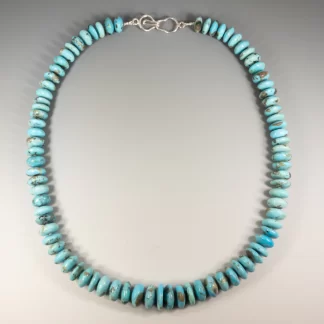 Necklace Turquoise Graduated Rondels 10-13mm Handmade SS hook clasp 19"