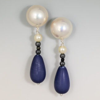 Repair, Earrings, Add Mabe Pearls 16mm to top beads from necklace provided, SS, 14KW