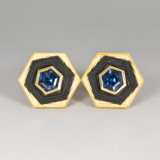 Paramount Sapphire Hex Stud Earrings