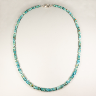 Necklace Turquoise slices 3mm x 1-2mm Graduated with Tiny Turquoise Tubes 1mm SS Lobster clasp 16"