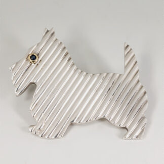 Pin Tiffany Westie Dog w Sapphire 2x3" SS