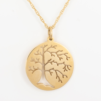 Windblown Tree Pendant in 14KY