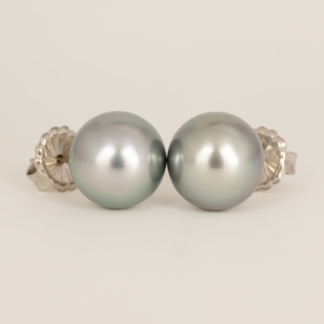Silvery Tahitian Pearl Studs