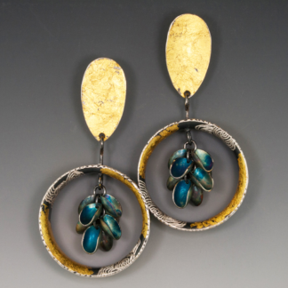 Earrings with Hoop Leaf Dangle