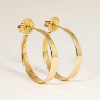 Smooth Flat Hoops in Gold