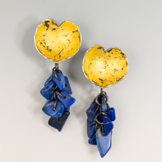 Concave Earring with Lapis Dangle