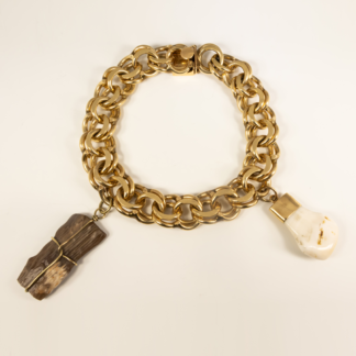 Gold Link Bracelet with Charms