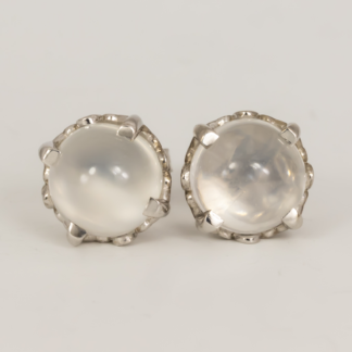 Moonstone Studs in 14KW Gold
