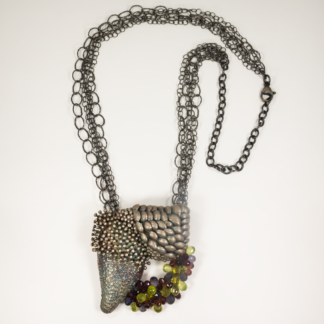 Silver Pendant with Peridot and Garnet