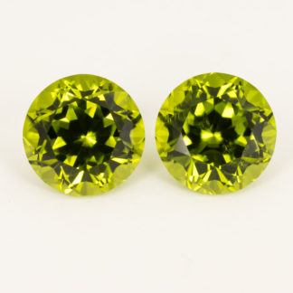 Peridot Pair Round Fancy Cut 9.5mm each 8.39ctw Pakistan