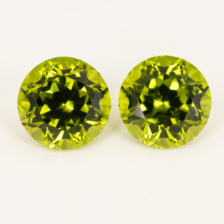 Peridot Pair Round Fancy Cut 9.5mm each 8.39ctw Pakistan
