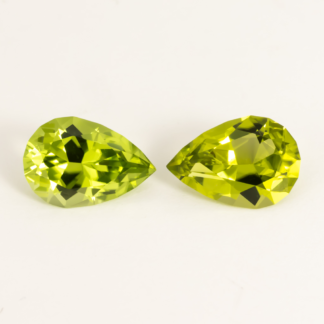 Peridot Pair Brilliant Pear Cut 10x6mm 4.07ctw from Pakistan