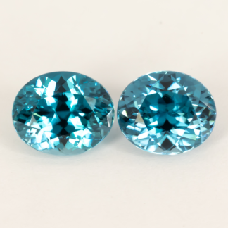 Oval Blue Zircon Pair 7x5.8mm 3.75ctw Cambodia