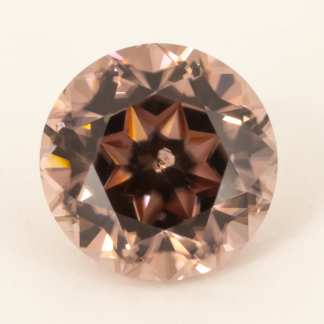 Delicate Light Peach Zircon Round Fancy Cut 1.42ct. 6.12mm Mozambique