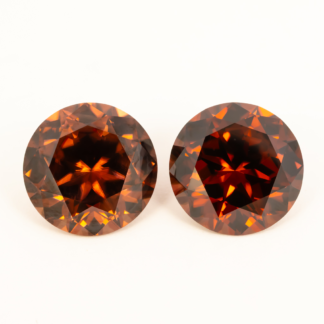 Round Brilliant Orange Zircon Pair 18.11ctw 12mm Mozambique