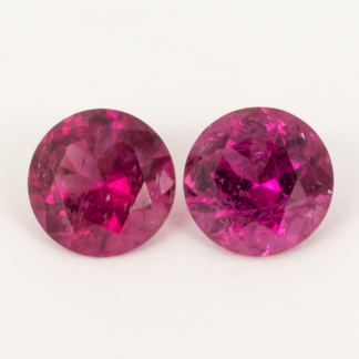 Rubellite Tourmaline Pair Round Brilliant Cut 5mm .95ctw.