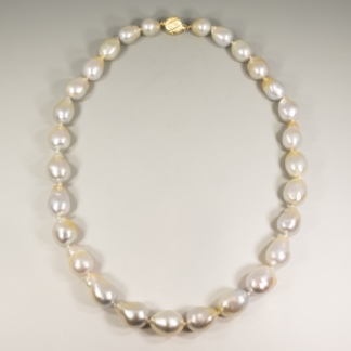 Golden Baroque South Sea Pearl Necklace 13x9mm 17" 14KY