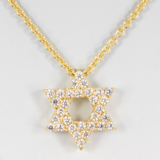 Diamond Star of David Pendant in 18KY