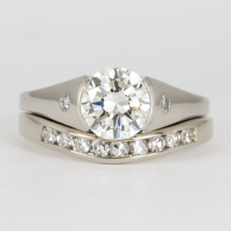 Wedding Set Engagement Ring and Diamond Band