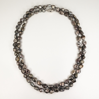 Keshi Tahitian Opera Pearl Necklace with 14K White Gold