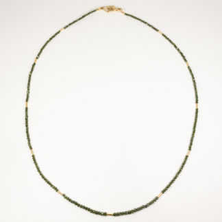 Graduated Green Diamond Necklace with 14KY Heishi Beads