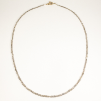Grey Diamond Necklace with White Gold Beads and Lobster Clasp