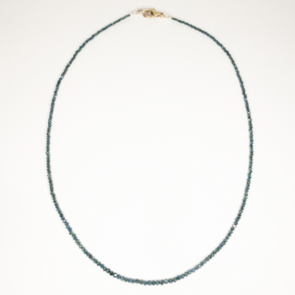 Graduated Teal-Blue Diamond Necklace 14KW Lobster Clasp