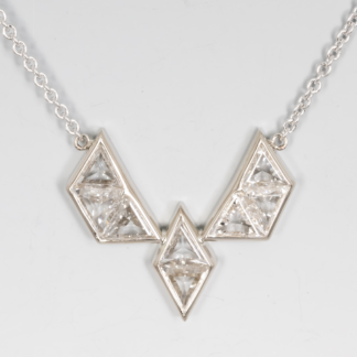 Eight Trillion Diamonds Necklace with Customized Handmade Bezel Settings in 14K White Gold