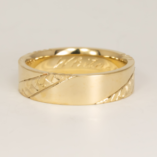 Engraved Braid Wedding Band 6mm Comfort Fit Flat Band Size 10.5 14KY