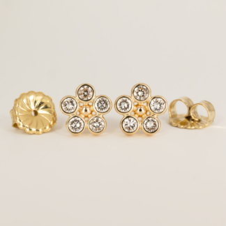 Diamond Daisy Studs in 14K Yellow Gold