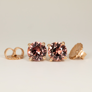 Rose Zircon Studs in 14K Rose Gold
