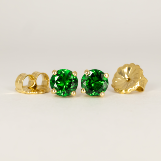 Tsavorite Garnet Studs in 18K Yellow Gold Prongs