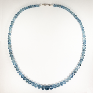 Necklace Aquamarine Graduated Smooth Rondelles 6-10mm 243ctw 14KW Lobster Clasp 23"