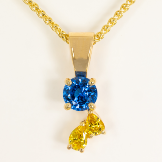 Blue Spinel Pendant with Yellow Diamonds in 14K Yellow Gold