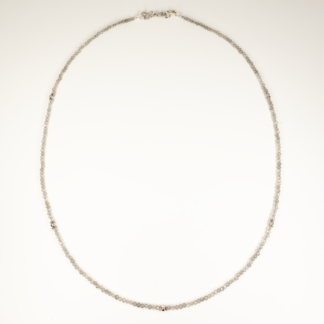 Necklace Labradorite with 14K White Gold Round Beads and Quad Spacers with Found 14KW Lobster Clasp 18"