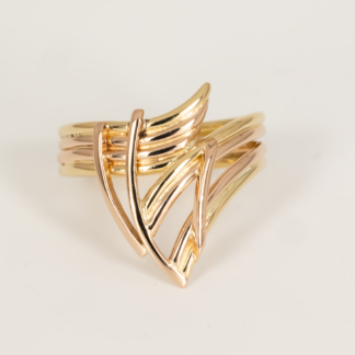Two Tone Gold Wire Abstract Ring in 18K Yellow and 14K Pink Gold