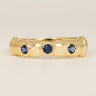 Repair Ring by Replacing Sapphires set in Bezels in 10K Yellow Gold