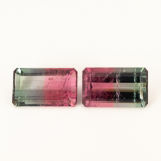 Bi-color Tourmaline Pair Emerald Cut 7.65ctw. 12.26x7.46mm