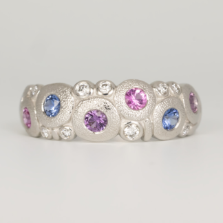 Candy Dome Ring in Platinum with Sapphires and Diamonds by Alex Sepkus